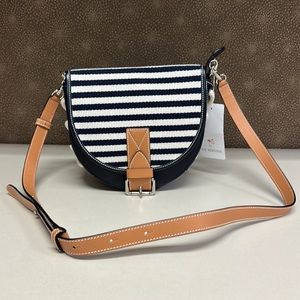 🔥🔥🔥NEW JW Anderson Breton Small Bike Striped Leather Crossbody Bag Navy Blue